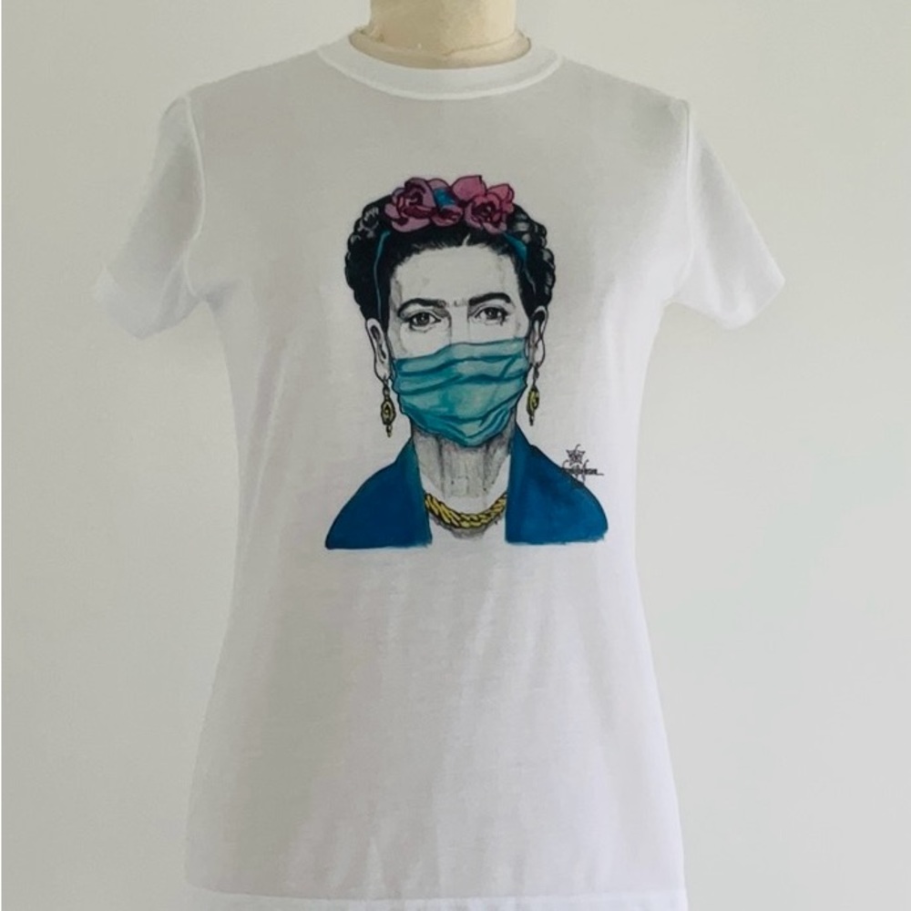 Frida Kahlo “Masked” High Quality Tee Shirt White Size: Medium. NWOT